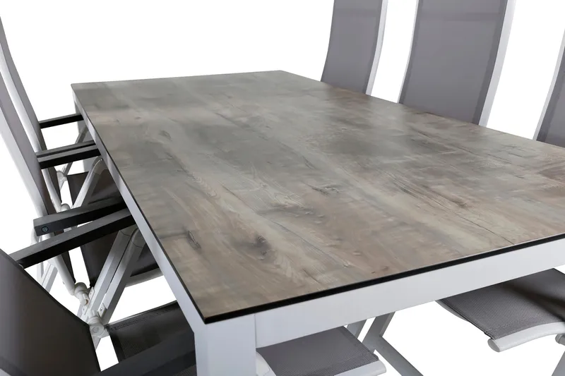 Llama Matgrupp Utomhus 205cm + 6 Albany Positionsstolar - Svart/Natur - Utemöbler - Utegrupp - Matgrupper utomhus