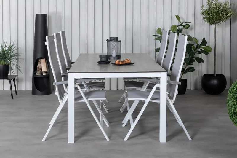 Llama Matgrupp Utomhus 205cm + 6 Albany Positionsstolar - Svart/Natur - Utemöbler - Utegrupp - Matgrupper utomhus