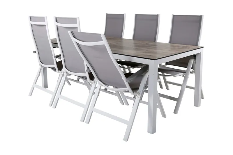 Llama Matgrupp Utomhus 205cm + 6 Albany Positionsstolar - Svart/Natur - Utemöbler - Utegrupp - Matgrupper utomhus