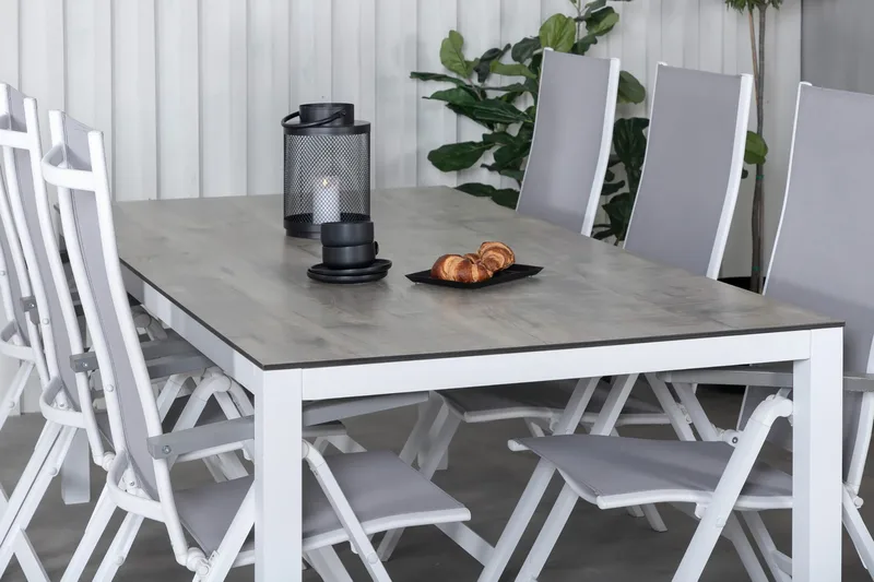 Llama Matgrupp Utomhus 205cm + 6 Albany Positionsstolar - Svart/Natur - Utemöbler - Utegrupp - Matgrupper utomhus