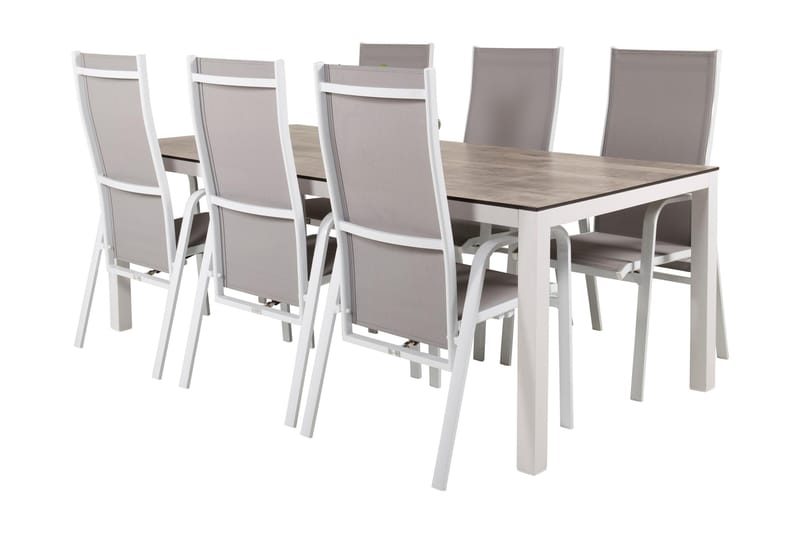 Llama Matgrupp Utomhus 205cm + 6 Copacabana Reclinerstolar - Svart/Grå - Utemöbler - Utegrupp - Matgrupper utomhus