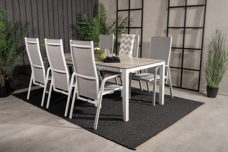 Llama Matgrupp Utomhus 205cm + 6 Copacabana Reclinerstolar - Svart/Grå - Utemöbler - Utegrupp - Matgrupper utomhus