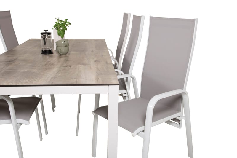 Llama Matgrupp Utomhus 205cm + 6 Copacabana Reclinerstolar - Svart/Grå - Utemöbler - Utegrupp - Matgrupper utomhus