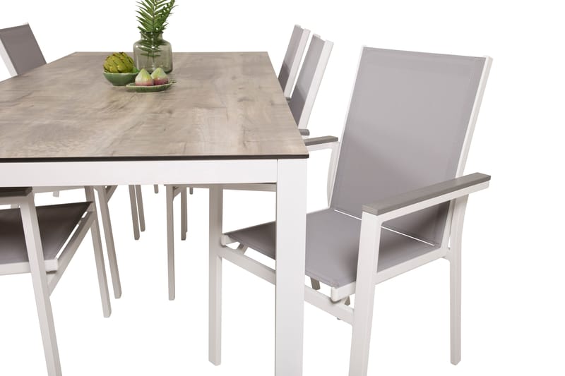 Llama Matgrupp Utomhus 205cm + 6 Parma Karmstolar - Vit/Grå - Utemöbler - Utegrupp - Matgrupper utomhus