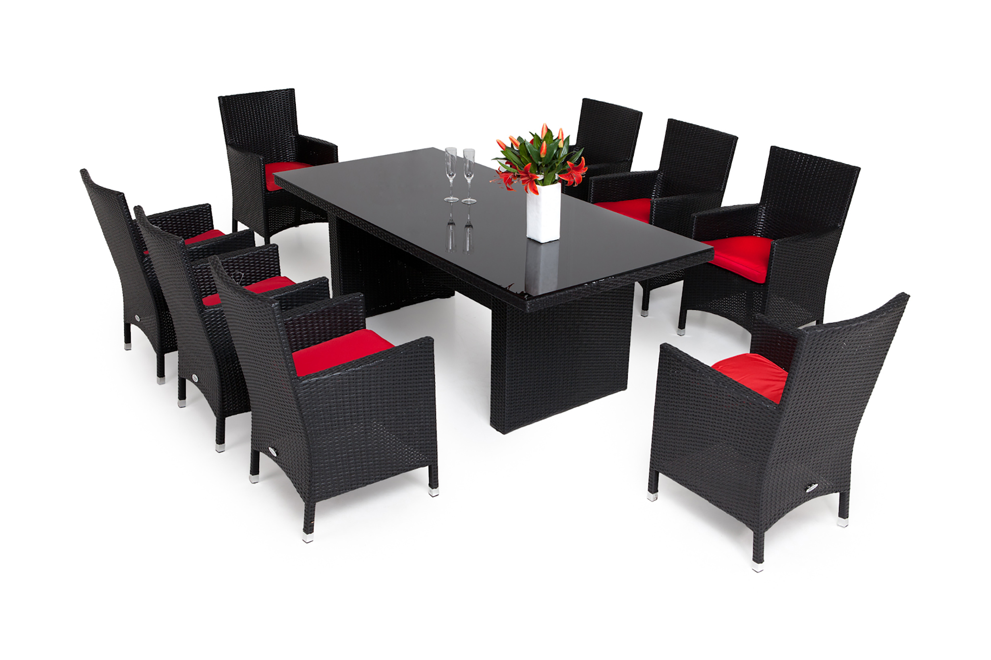 majestic bord 210 + 6 thor fåtölj svart -