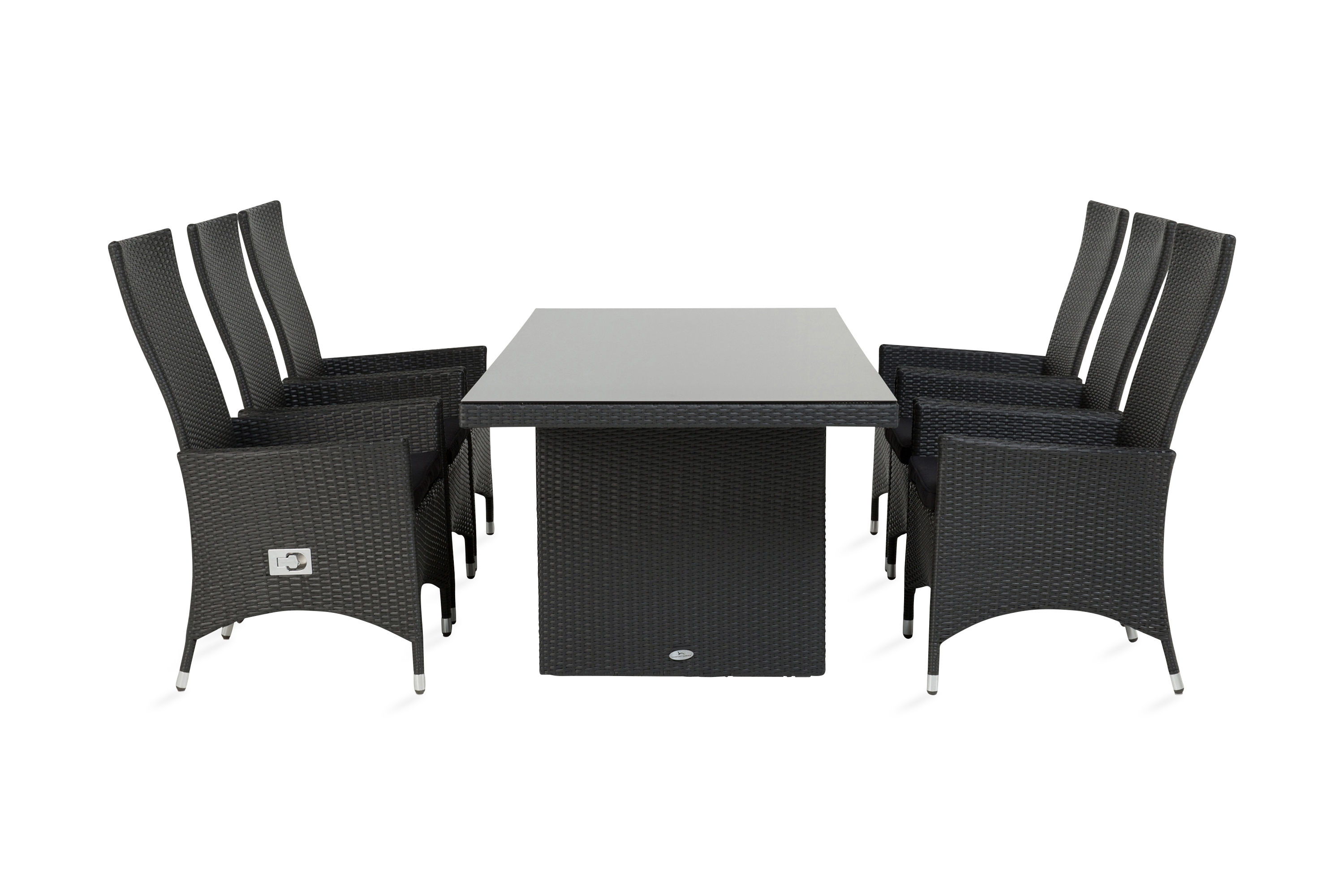 majestic bord 210 svart + 6 jenny fåtölj svart -