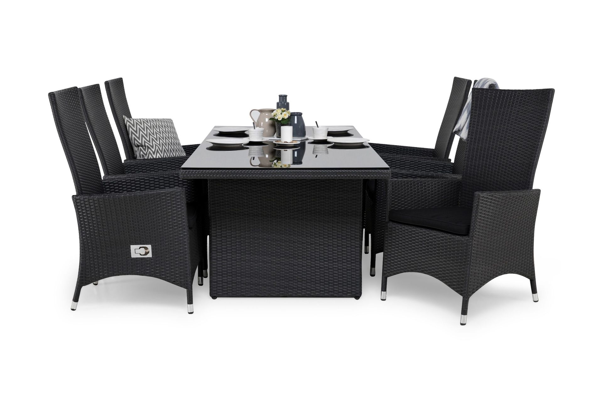 Majestic Matgrupp Utomhus 210 + 6 Jenny St&auml;llbar F&aring;t&ouml;lj m Dyna - Svart/Svart/Svart