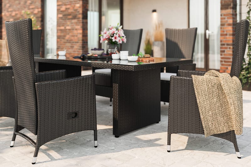 Majestic Matgrupp Utomhus 210 + 6 Jenny Ställbar Fåtölj - Svart - Utemöbler - Utegrupp - Matgrupper utomhus