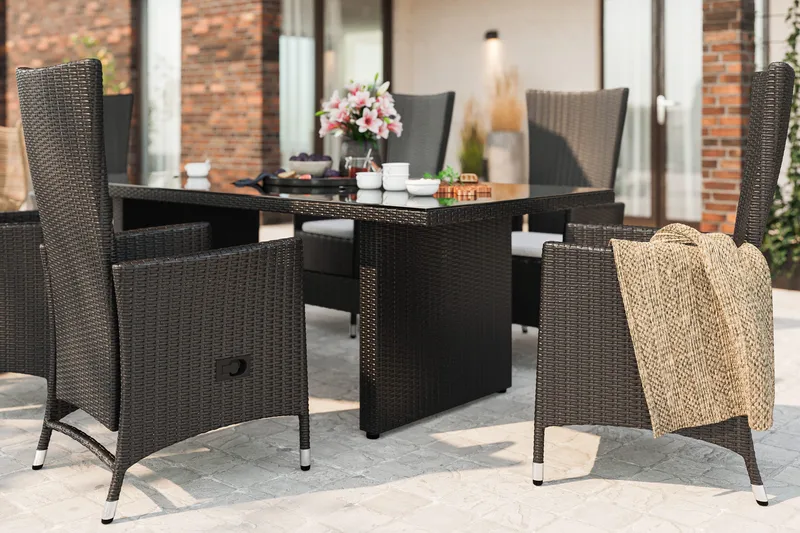 Majestic Matgrupp Utomhus 210 + 6 Jenny Ställbar Fåtölj - Svart - Utemöbler - Utegrupp - Matgrupper utomhus