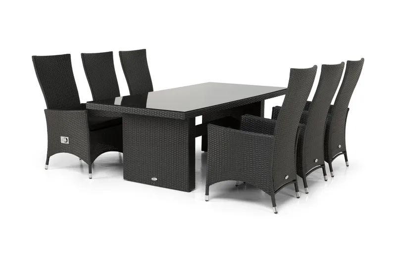 Majestic Matgrupp Utomhus 210 + 6 Jenny Ställbar Fåtölj - Svart - Utemöbler - Utegrupp - Matgrupper utomhus