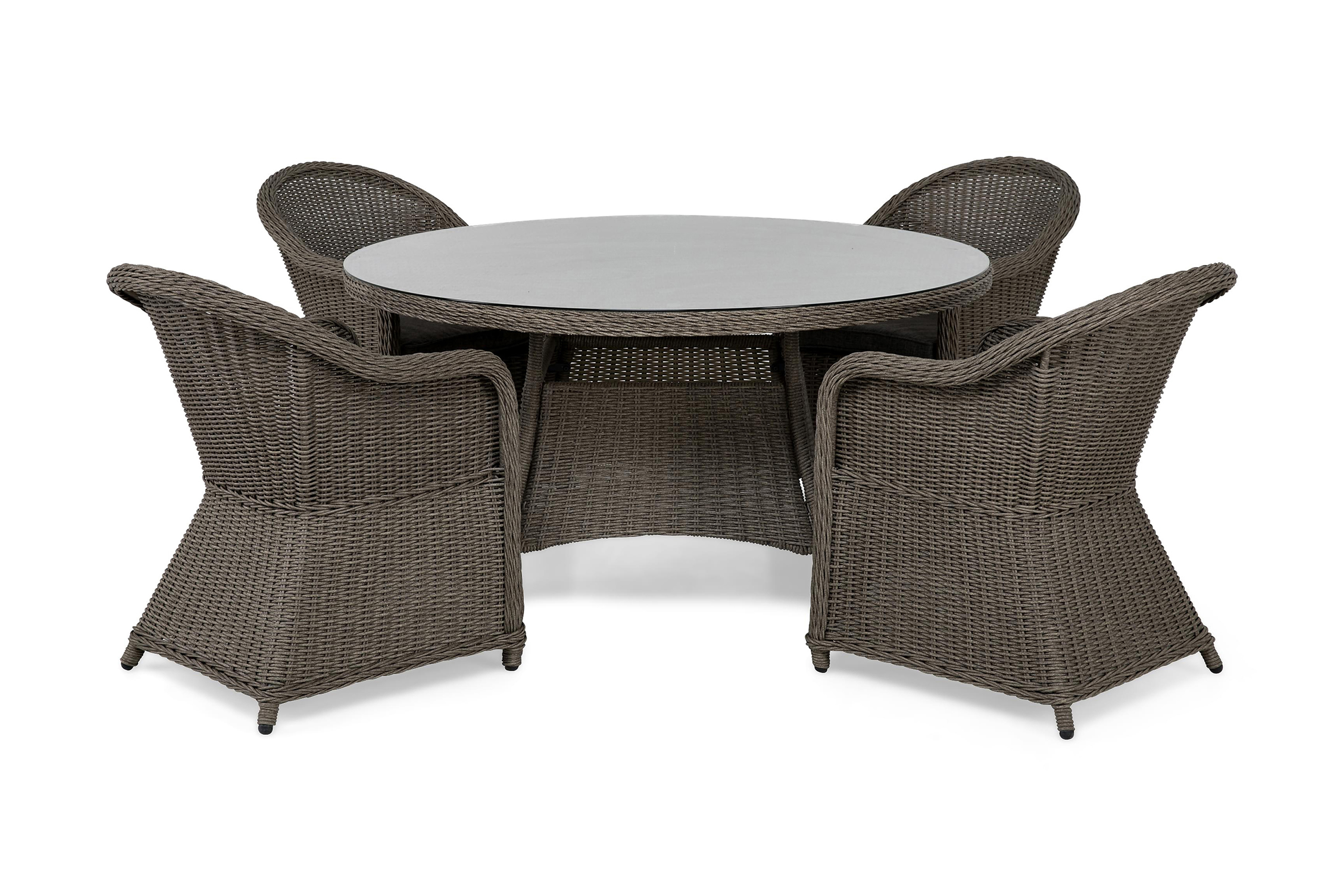 marcus bord 140 rund + 4 light fåtöljer m dyna grå -