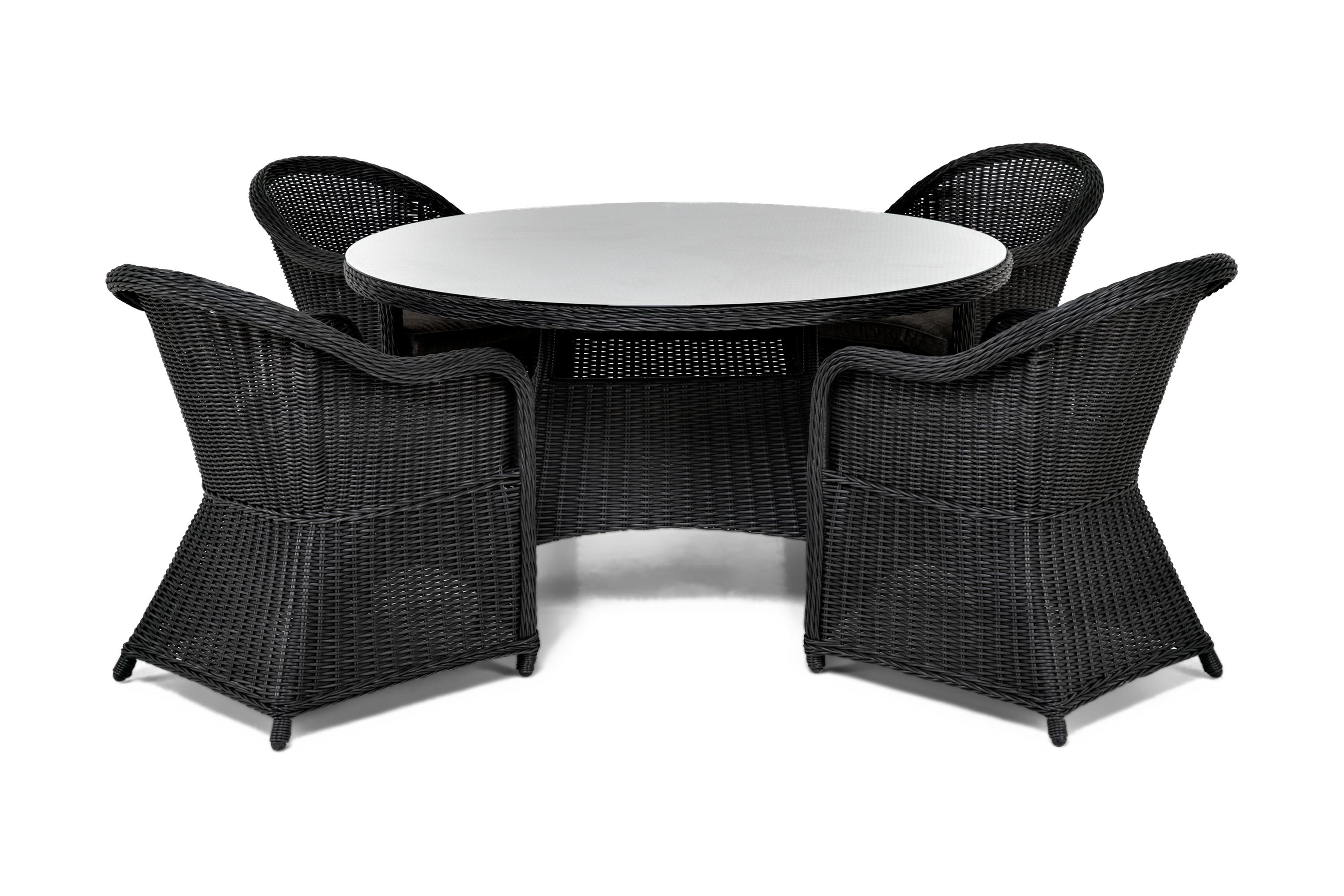 marcus bord 140 rund + 4 light fåtöljer m dyna svart -