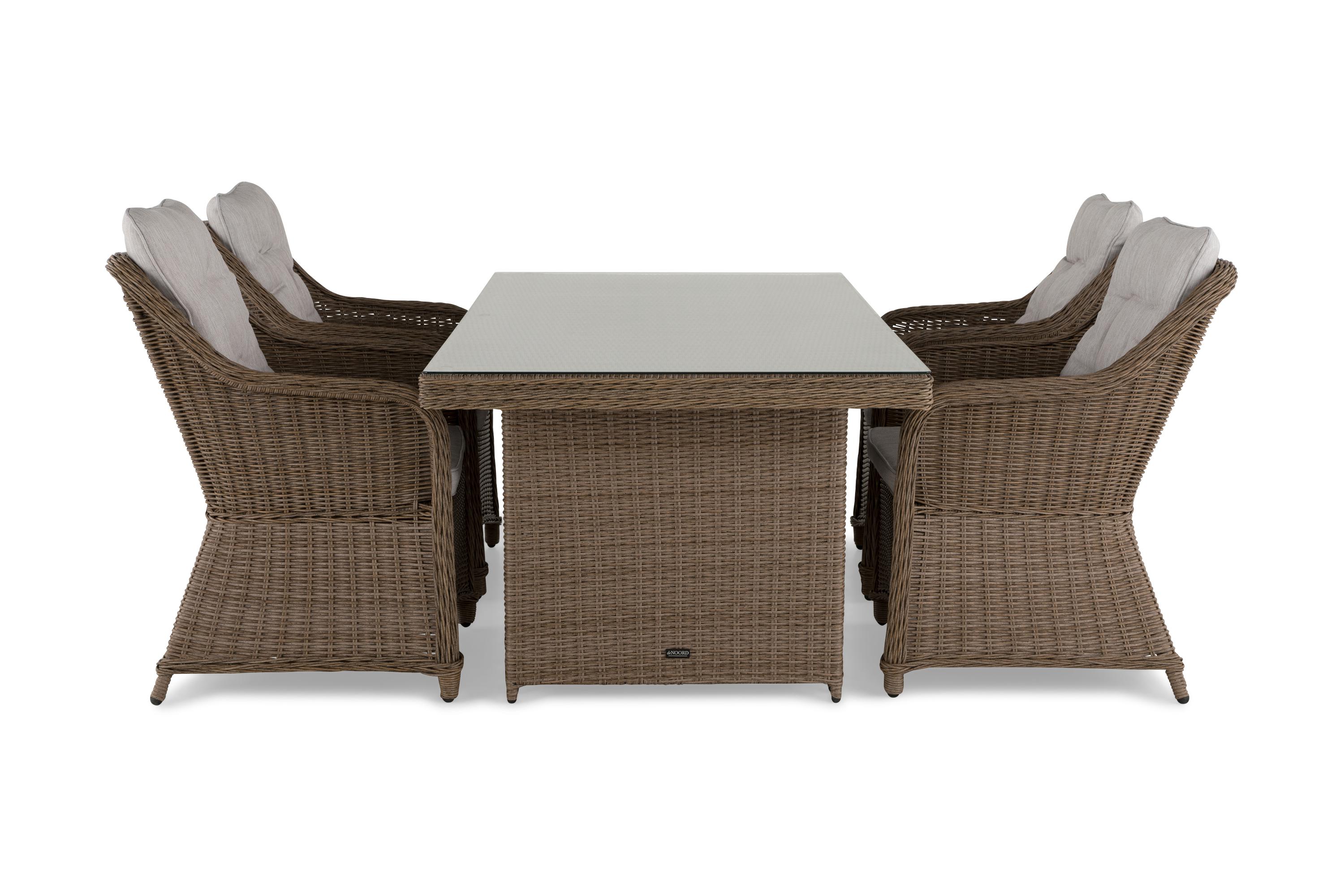 marcus bord 200 + 4 fåtöljer m dyna natur -