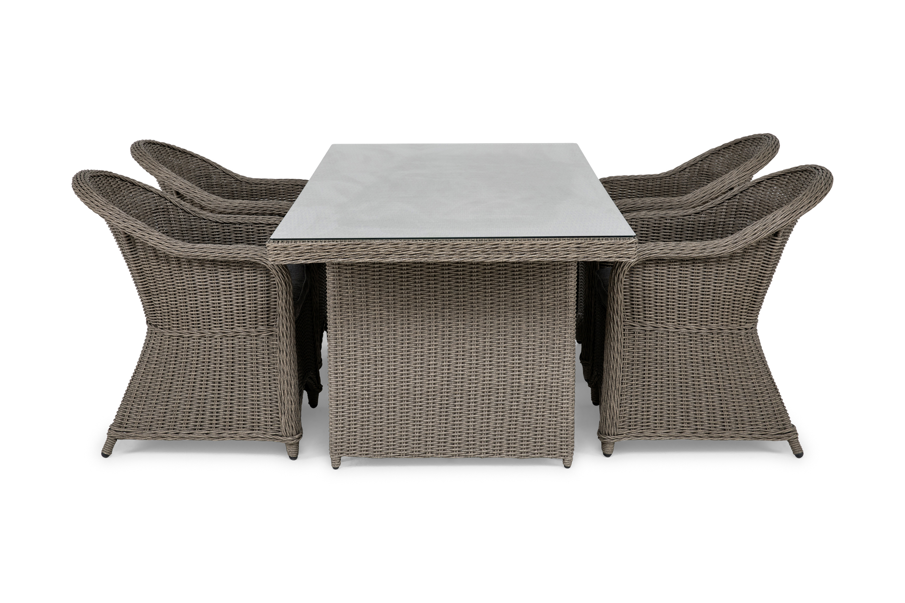 marcus bord 200 + 4 light fåtöljer m dyna grå -