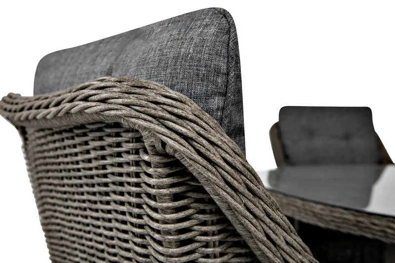 Marcus Matgrupp 140 Rund + 4 Fåtöljer m Dyna - Grå - Utemöbler - Utegrupp - Matgrupper utomhus