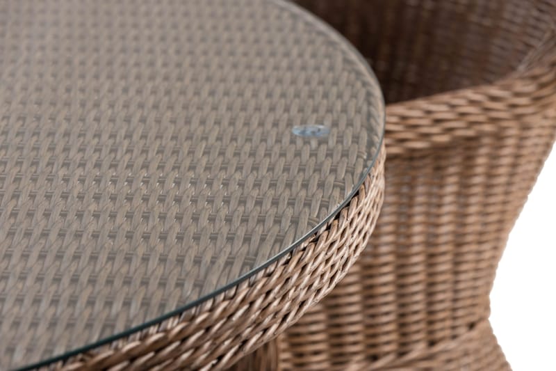 Marcus Matgrupp 140 Rund + 4 Light Fåtöljer m Dyna - Natur - Utemöbler - Utegrupp - Matgrupper utomhus