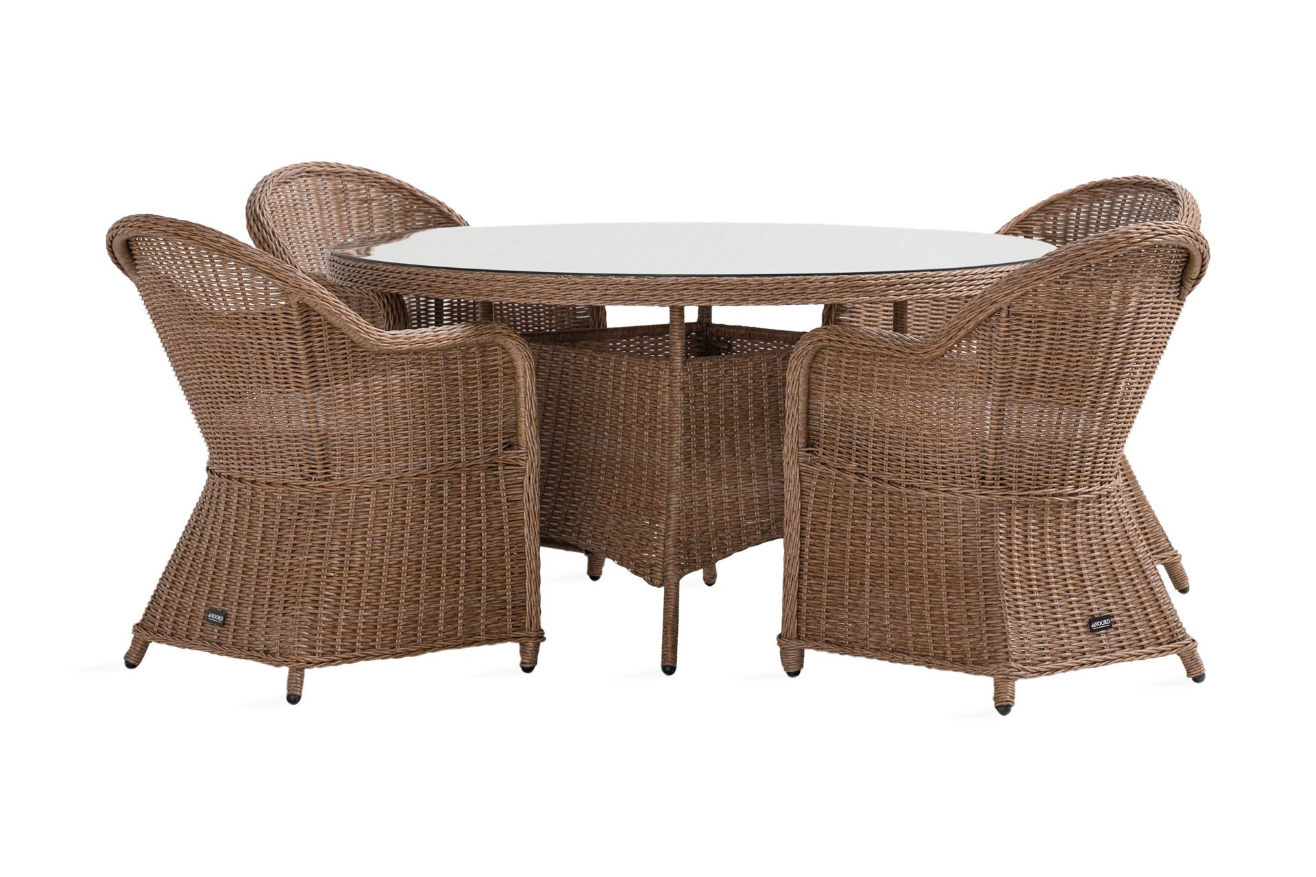 marcus matgrupp 140 rund + 4 light fåtöljer m dyna - natur