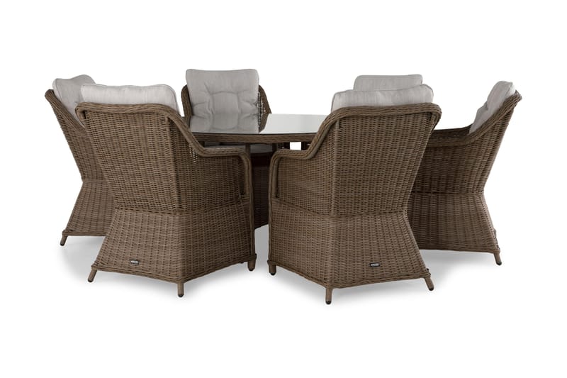 Marcus Matgrupp 140 Rund + 6 Fåtöljer m Dyna, Natur