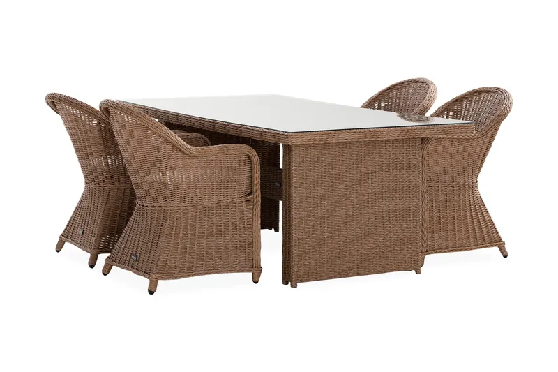 Marcus Matgrupp 200 + 4 Light Fåtöljer m Dyna - Natur - Utemöbler - Utegrupp - Matgrupper utomhus