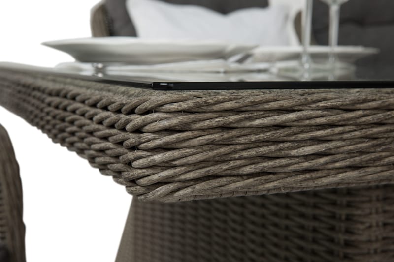 Marcus Matgrupp 200 + 6 Fåtöljer m Dyna - Grå - Utemöbler - Utegrupp - Matgrupper utomhus