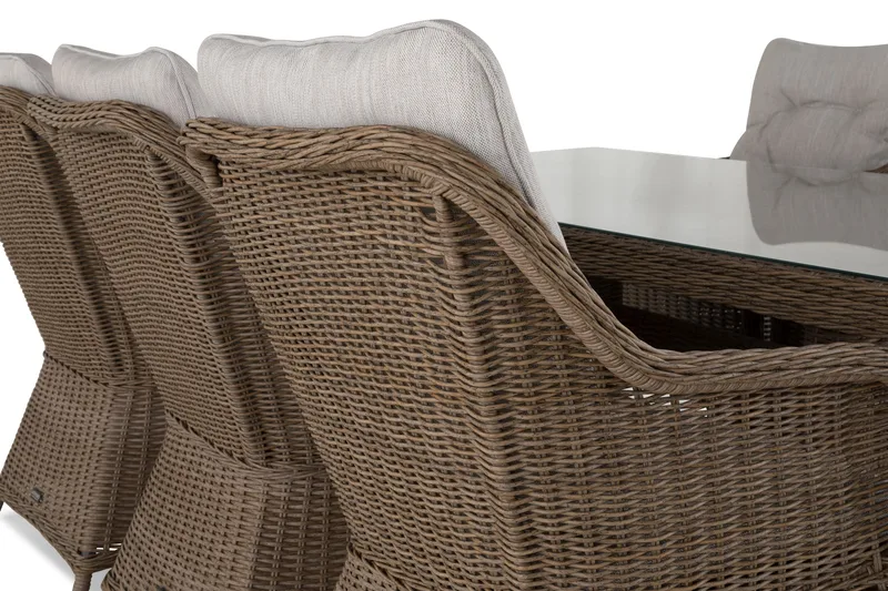 Marcus Matgrupp 200 + 6 Fåtöljer m Dyna - Natur - Utemöbler - Utegrupp - Matgrupper utomhus