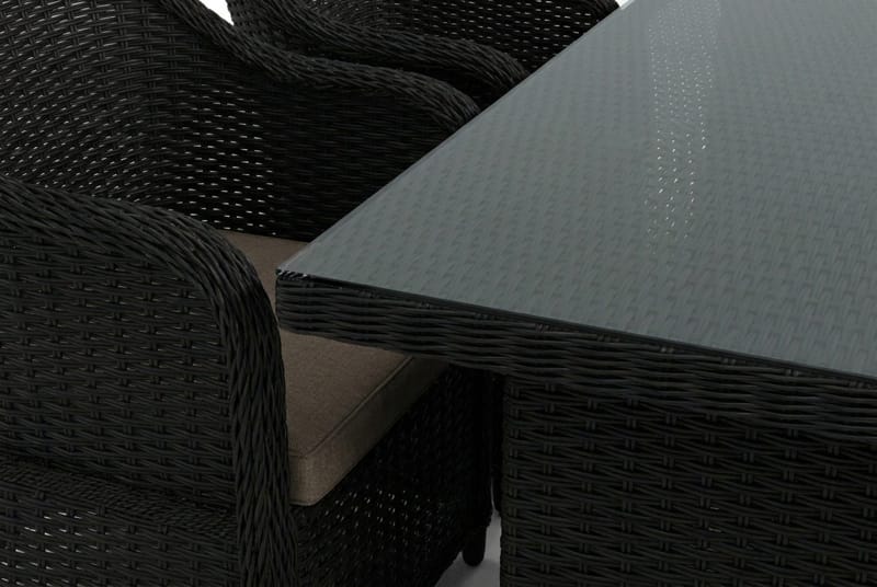 Marcus utomhus matgrupp 160x90 cm med 4 Marcus Light utefåtöljer - Svart - Utemöbler - Utegrupp - Matgrupper utomhus