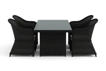 Marcus utomhus matgrupp 160x90 cm med 4 Marcus Light utefåtöljer - Svart - Utemöbler - Utegrupp - Matgrupper utomhus