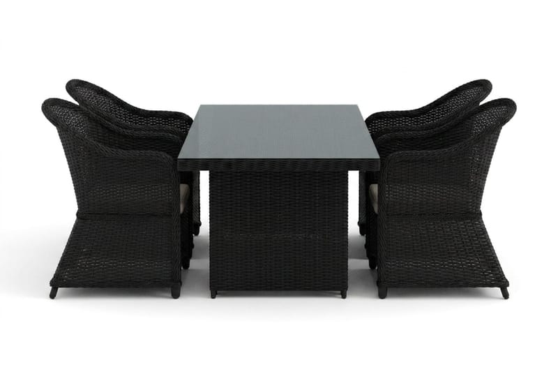 Marcus utomhus matgrupp 160x90 cm med 4 Marcus Light utefåtöljer - Svart - Utemöbler - Utegrupp - Matgrupper utomhus
