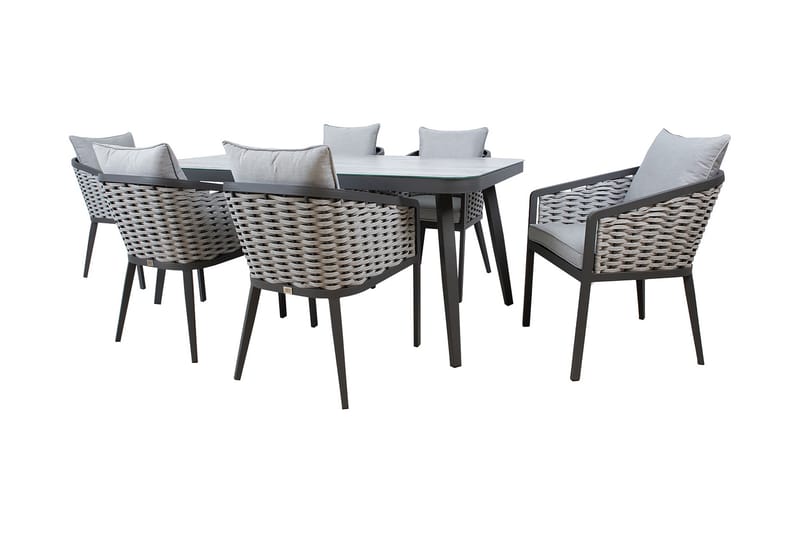 Marie Trädgårdmöbelset med 6 stolar Grå - Matgrupper utomhus