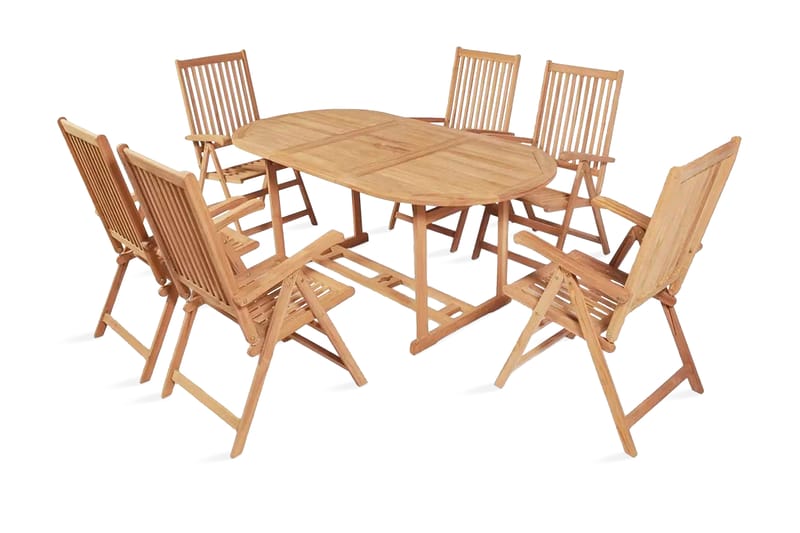 Matgrupp för trädgården med hopfällbara stolar 7 delar teakt - Brun - Matgrupper utomhus