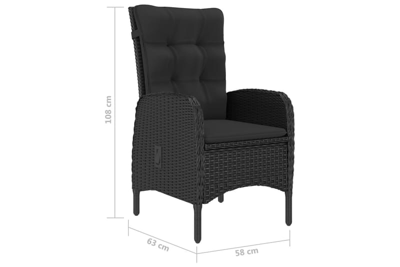 Matgrupp Utomhus för trädgården 9 delar konstrotting och glas svart - Svart - Utemöbler - Utegrupp - Matgrupper utomhus