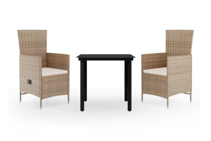 Matgrupp Utomhus för trädgården med dynor 3 delar beige - Beige - Utemöbler - Utegrupp - Matgrupper utomhus