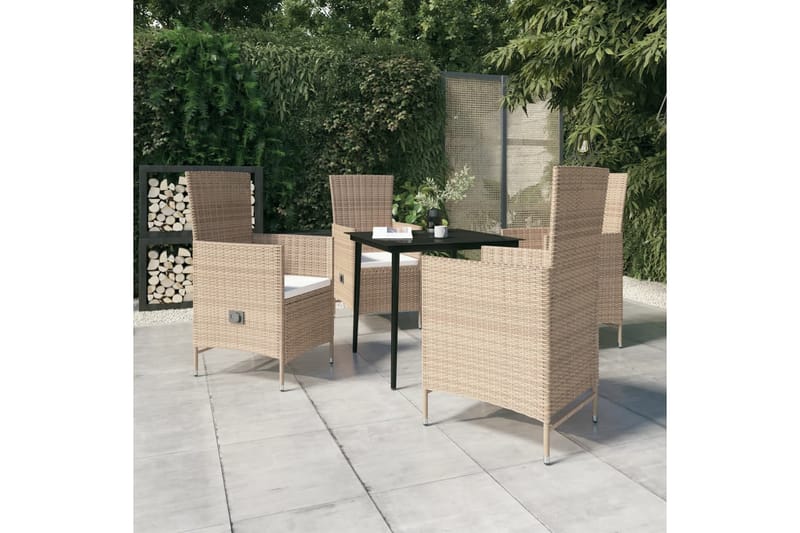 Matgrupp Utomhus för trädgården med dynor 5 delar beige - Beige - Utemöbler - Utegrupp - Matgrupper utomhus