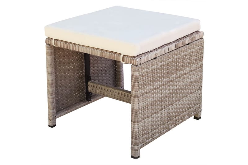 Matgrupp Utomhus för trädgården med dynor 9 delar konstrotting beige - Beige - Utemöbler - Utegrupp - Matgrupper utomhus