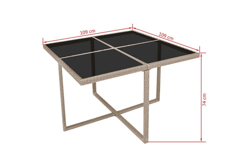 Matgrupp Utomhus för trädgården med dynor 9 delar konstrotting beige - Beige - Utemöbler - Utegrupp - Matgrupper utomhus