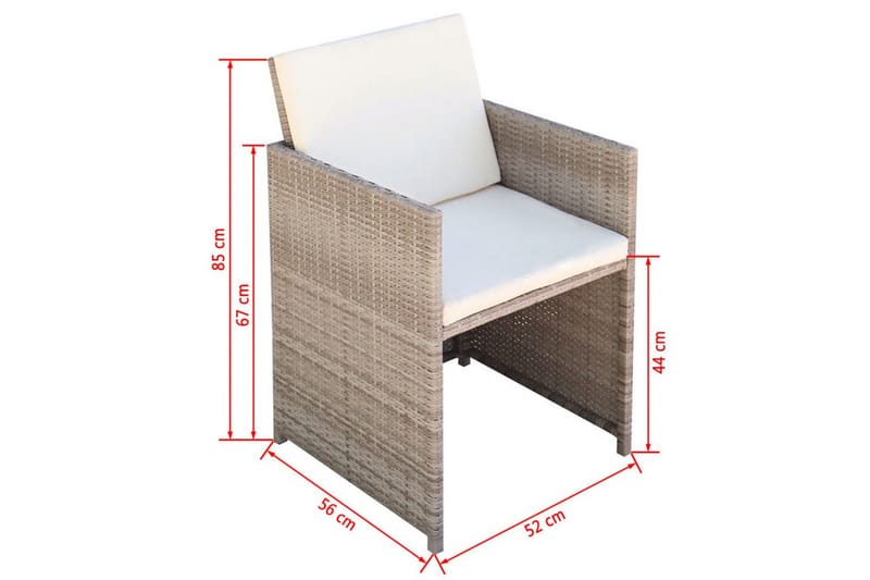 Matgrupp Utomhus för trädgården med dynor 9 delar konstrotting beige - Beige - Utemöbler - Utegrupp - Matgrupper utomhus