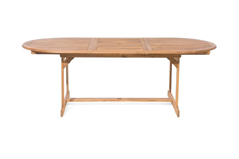 Maui Matgrupp Utomhus 160-220 cm + 8 Utestolar - Trä/Natur - Utemöbler - Utegrupp - Matgrupper utomhus