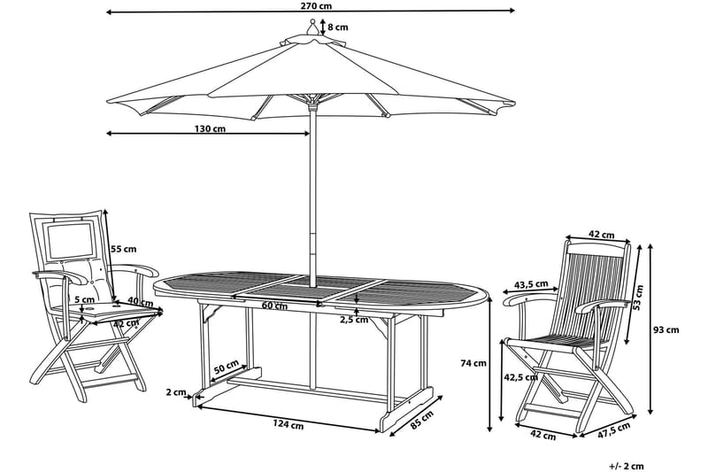 MAUI Trädgårdsmöbelset med Utebord + 8 Utestolar+Parasoll - Utemöbler - Utegrupp - Matgrupper utomhus