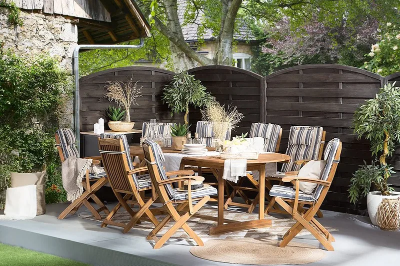 Maui Trädgårdsmöbelset Med Utebord+8 Utestolar - Trä/Natur - Utemöbler - Utegrupp - Matgrupper utomhus