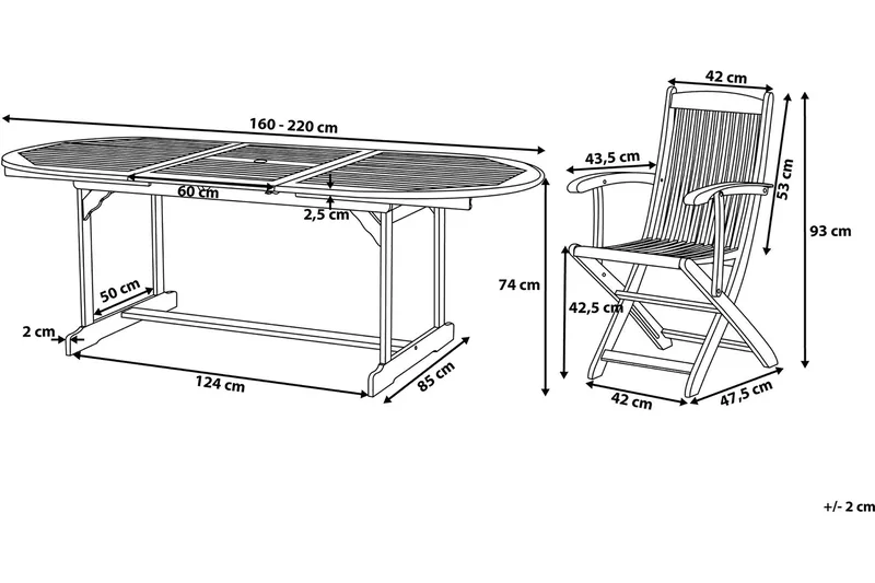 Maui Trädgårdsmöbelset Med Utebord+8 Utestolar - Trä/Natur - Utemöbler - Utegrupp - Matgrupper utomhus