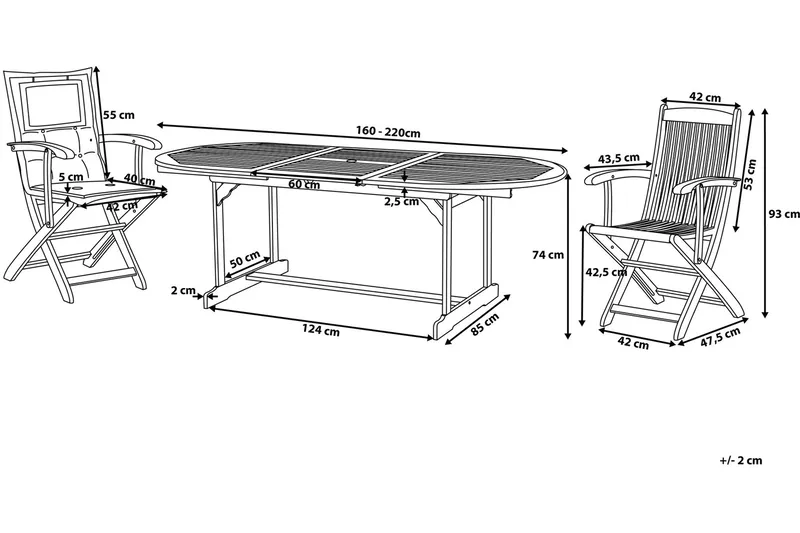 Maui Trädgårdsmöbelset Med Utebord+8 Utestolar - Trä/Natur - Utemöbler - Utegrupp - Matgrupper utomhus