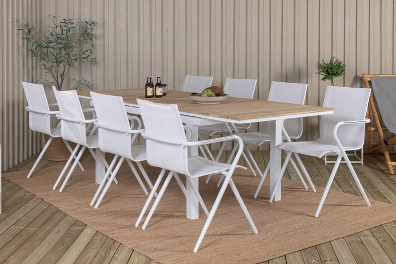 Mexico Förlängningsbar Matgrupp 180cm + 8 Alina Stolar Svart - Svart/Grå - Utemöbler - Utegrupp - Matgrupper utomhus