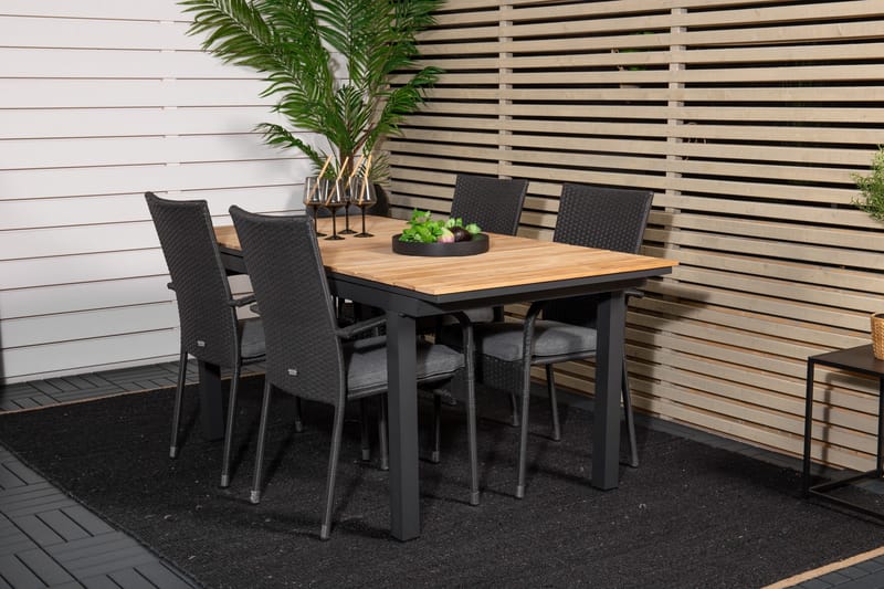 Mexico Förlängningsbar Matgrupp Utomhus 160-240cm + 4 Anna Stolar - Natur - Utemöbler - Utegrupp - Matgrupper utomhus