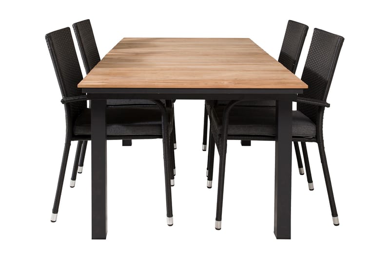 Mexico Förlängningsbar Matgrupp Utomhus 160-240cm + 4 Anna Stolar, Natur