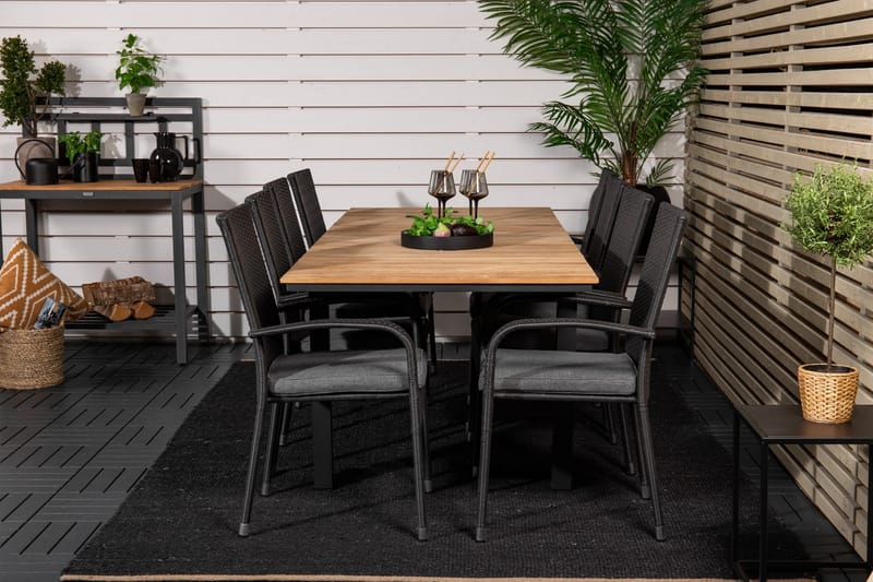 Mexico Förlängningsbar Matgrupp Utomhus 160-240cm + 8 Anna Stolar - Natur - Utemöbler - Utegrupp - Matgrupper utomhus