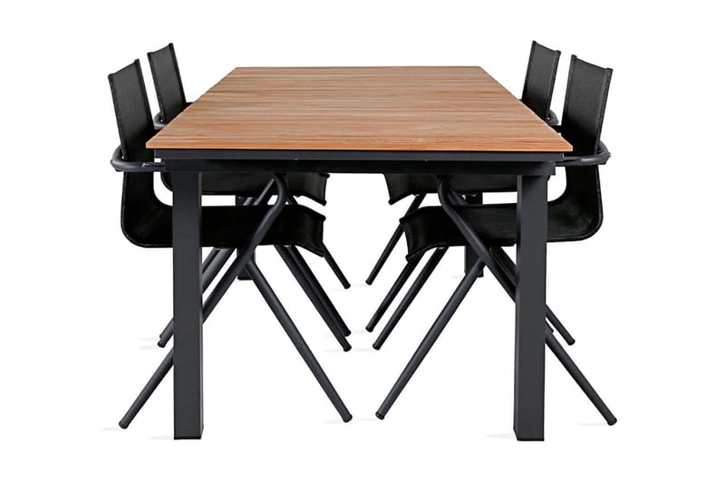 Mexico Förlängningsbar Matgrupp Utomhus 160cm + 4 Alina Stolar, Svart/Gul