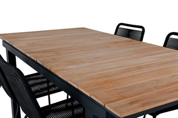 Mexico Förlängningsbar Matgrupp Utomhus 160cm + 4 Lindos Matstolar - Svart - Utemöbler - Utegrupp - Matgrupper utomhus