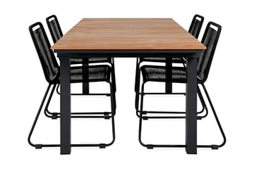 Mexico Förlängningsbar Matgrupp Utomhus 160cm + 4 Lindos Matstolar - Svart - Utemöbler - Utegrupp - Matgrupper utomhus