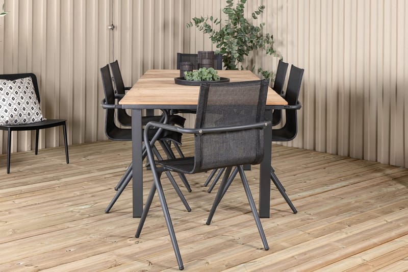 Mexico Förlängningsbar Matgrupp Utomhus 160cm + 6 Alina Stolar - Brun/Vit - Utemöbler - Utegrupp - Matgrupper utomhus