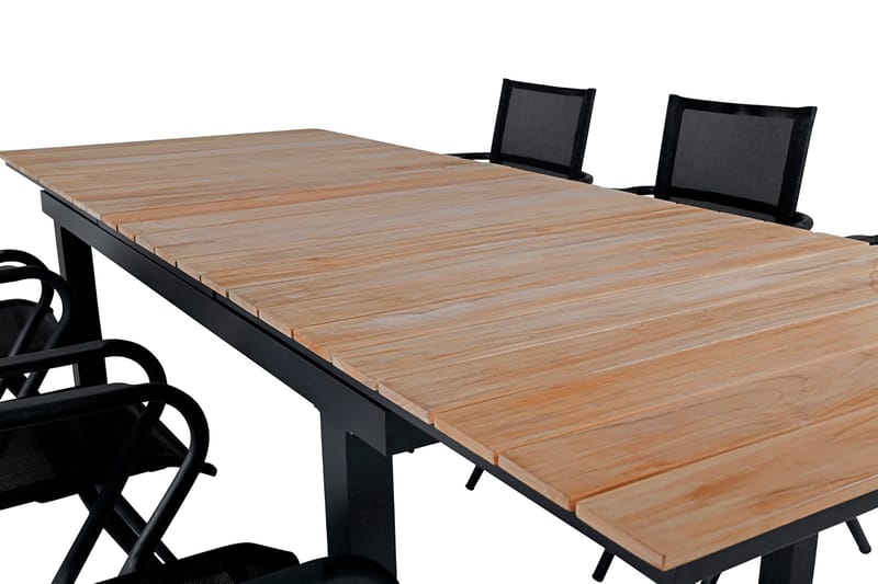 Mexico Förlängningsbar Matgrupp Utomhus 160cm + 6 Alina Stolar - Brun/Vit - Utemöbler - Utegrupp - Matgrupper utomhus